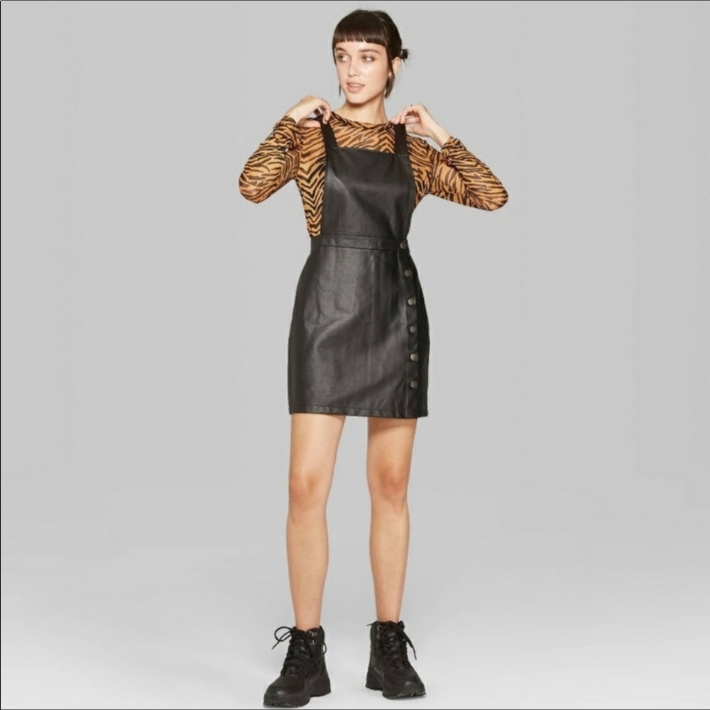Wild Fable Black Overall Dress - Faux Leather